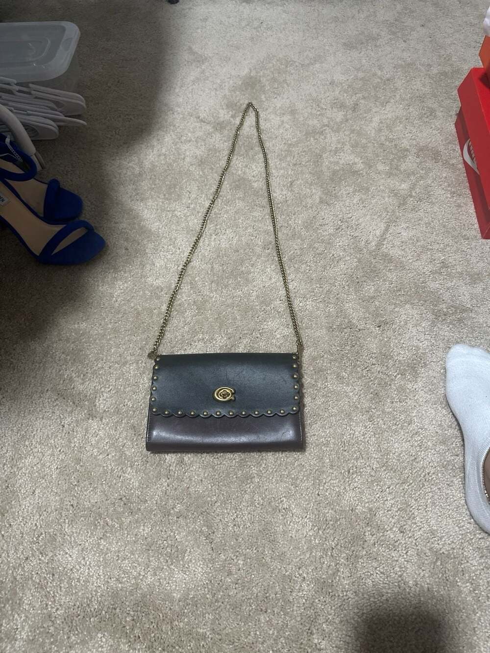 Coach Marlow Turnlock Chain Crossbody in Colorblock Leather with Scallop Rivets